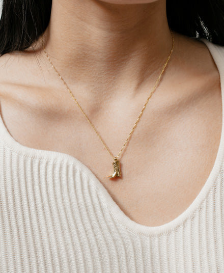 Cowboy Boot Charm Necklace, Gold