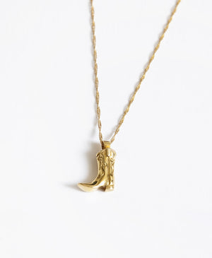 Cowboy Boot Charm Necklace, Gold