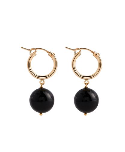 Boule Hoops Black Tourmaline