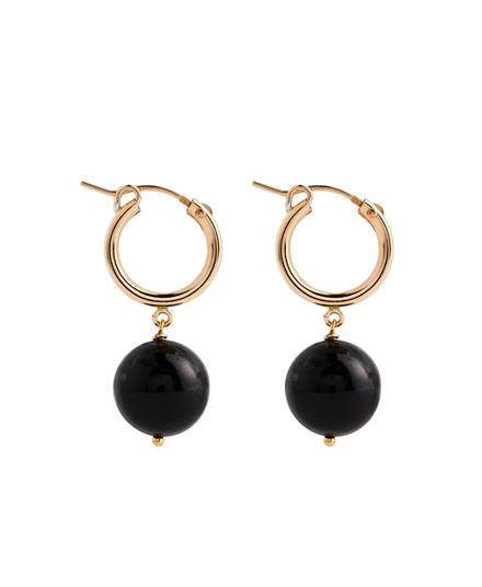 Boule Hoops Black Tourmaline