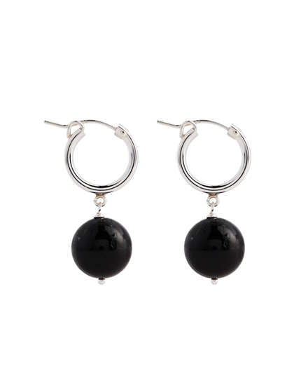 Boule Hoops Black Tourmaline