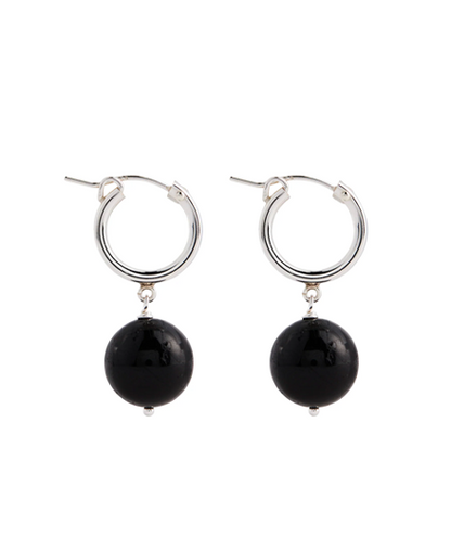 Boule Hoops Black Tourmaline