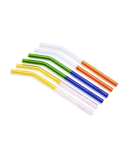 Two-Tone Borosilicate Glass Straws, S/6