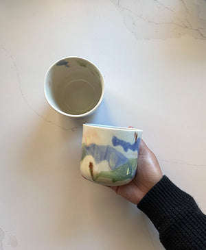 Watercolour Ceramic Cup, White