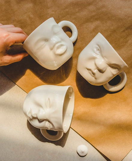 Porcelain Mug, Grumpy Face