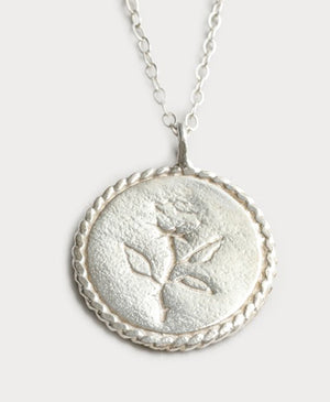 Necklace, Rose Coin Sterling Silver