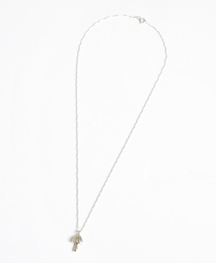 Mushroom Charm Necklace, Silver
