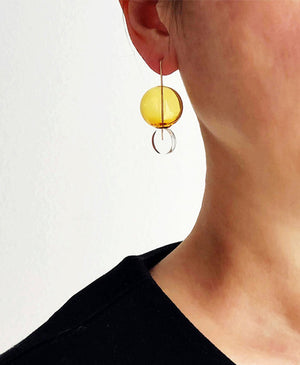 Circle Drop Earrings, Yellow