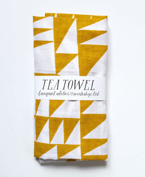 Mustard Triangle Linen Tea Towel