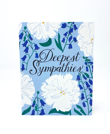 Greeting Card, White and Blue Floral Condolence Card