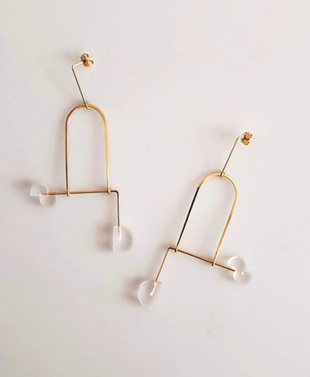 High Low Earrings, Frosted Clear