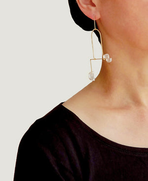 High Low Earrings, Frosted Clear