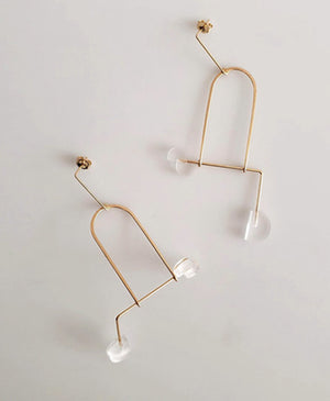 High Low Earrings, Frosted Clear