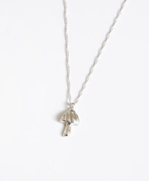 Mushroom Charm Necklace, Silver
