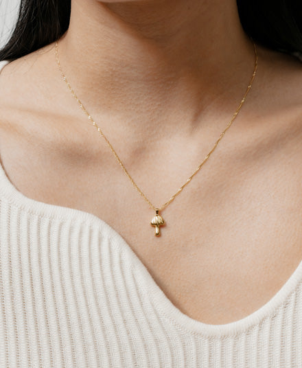 Mushroom Charm Necklace, Gold